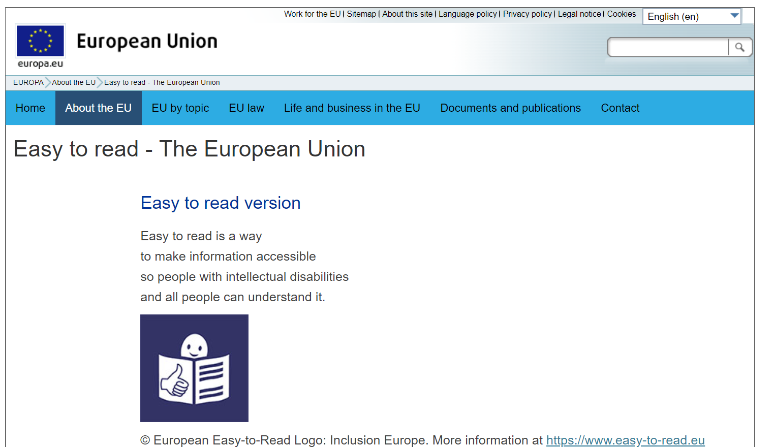 Easy to read – about the EU